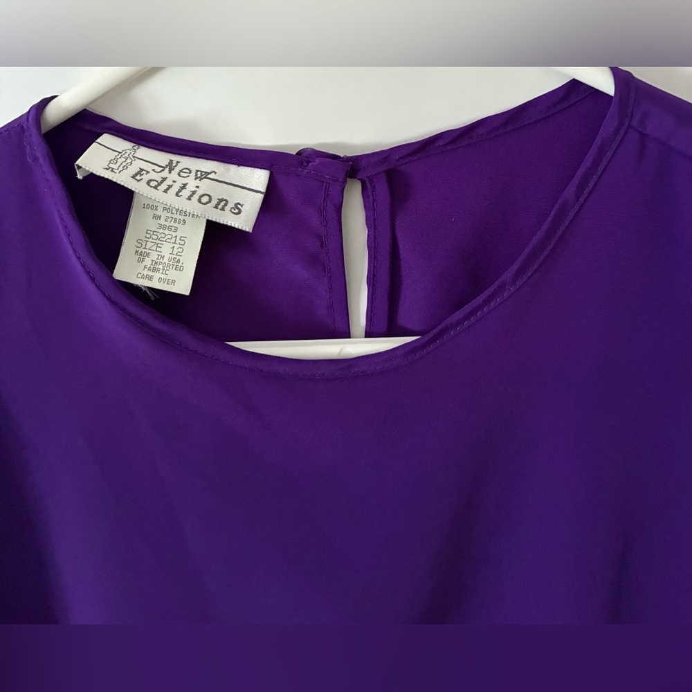 Vintage New Editions Purple Blouse With Keyhole Back With Button Made USA